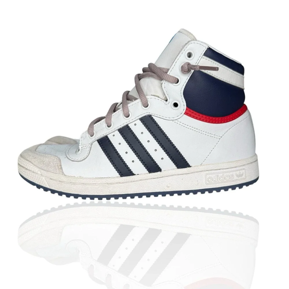 Adidas Originals Top Ten Hi Trainers White Blue Red D74481 Men's Size‎ 6